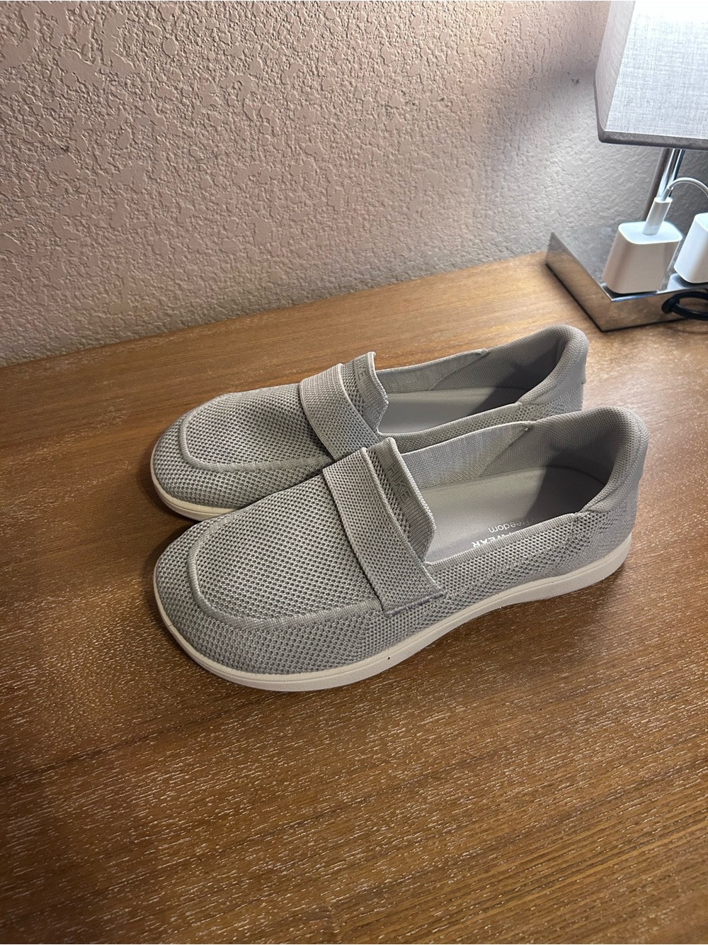 Light Gray Slip-On Knit Dress Shoe for Women never worn